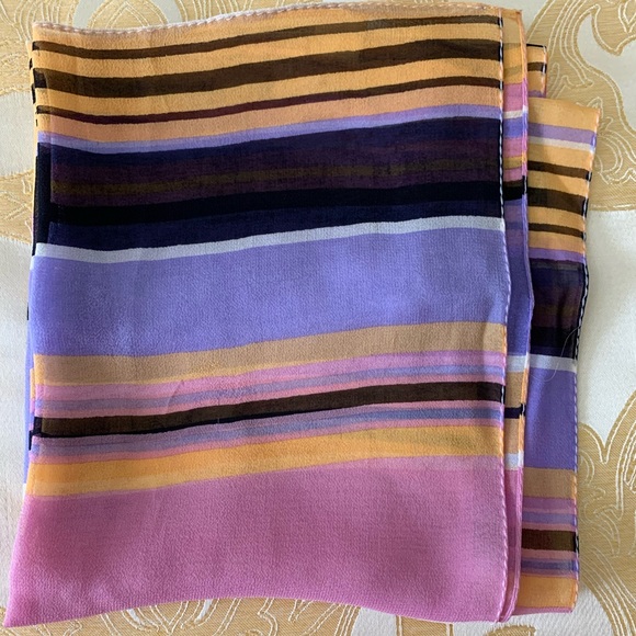 Silk Scarf Pink Purple Yellow - Picture 2 of 4